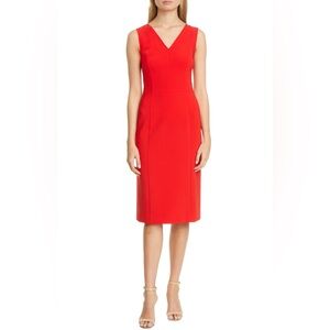 Carolina Herrera Sleeveless V Nevk Sheath Dress In Red Pink Size 4 $1,490.00
